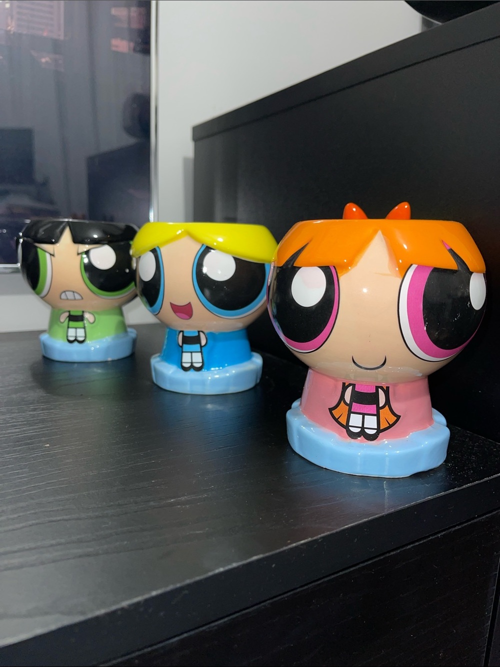 Power Puff Girl PPG Blossom, Bubbles & Buttercup Glass Cup Set
